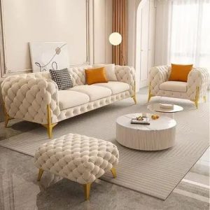 Modern Classic Sofa Set with Chesterfield Design