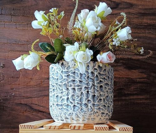 Elegant decorative Ceramic Pots Planters with textured design, perfect for indoor plants, home décor, and artificial flower arrangements.