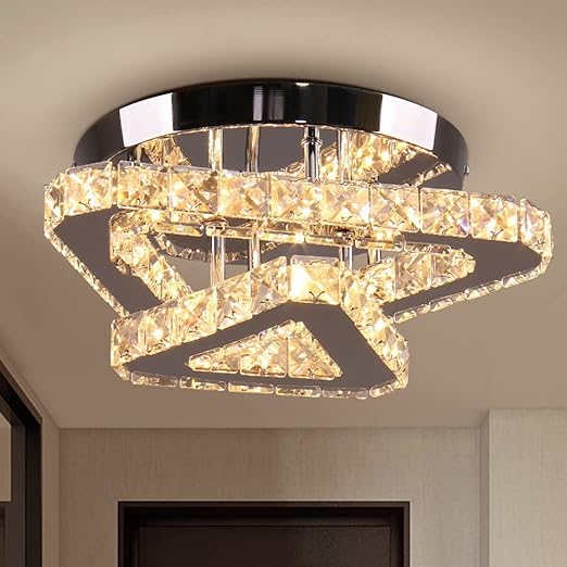 Modern Ceiling Light with Crystal Design – Elegant LED Flush Mount Fixture for Living Room