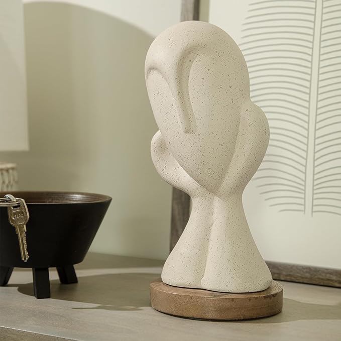 Modern abstract face sculpture crafted in eco-friendly material, elegant home decor showpiece for living room, office, and tabletop decoration