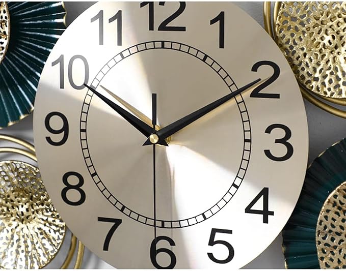 Decor Wishes ® Metal Wall Clock for Living Room Stylish Antique Big Wall Decor Clock Metal Unique Wall Clock for Bedroom (Horizontal), Analog, 30 Inch, 10 Inch, 2.Horizontal, Gold, Green - Image 2