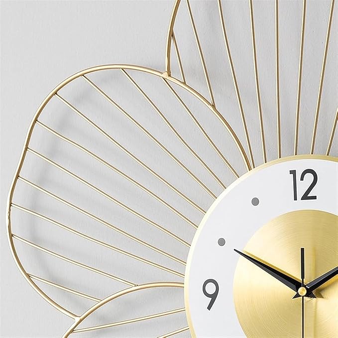 RIZIK STORE White Gold Handmade Metal Wall Clock Wire Design, Ticking Sound, Decorative Wall Hanging Clock for Bedroom, Living Room, Dining Room, and Hallway (53x53cm) (Design 1) Analog - Image 4